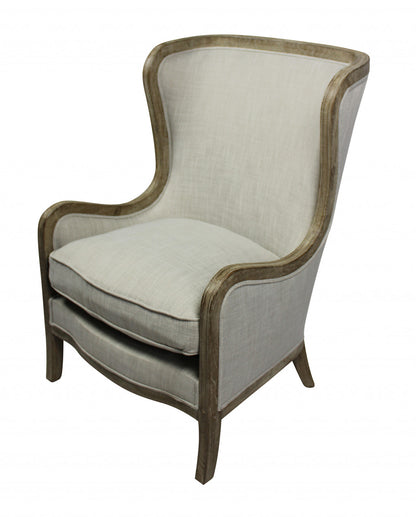 28" Ivory Taupe Linen Solid Color Lounge Chair