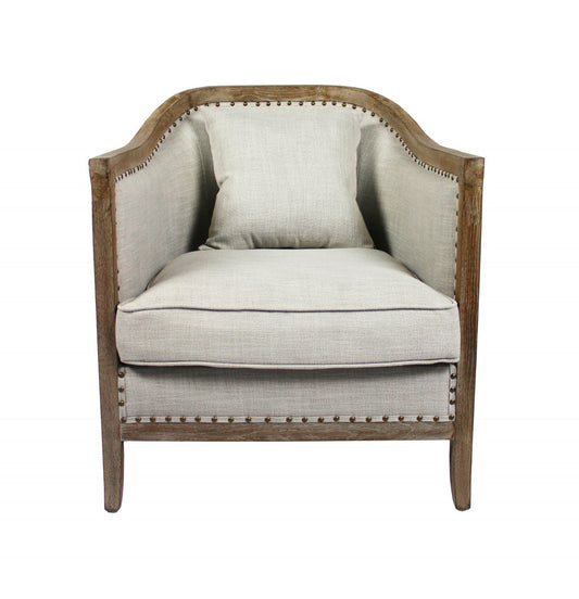 32" Natural Linen Solid Color Lounge Chair