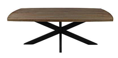 82" Gray Beige And Black Solid Wood And Iron Dining Table