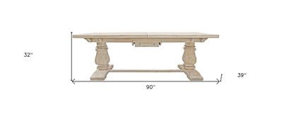 90" Light Brown Rectangular Solid Wood Butterfly Leaf Dining Table