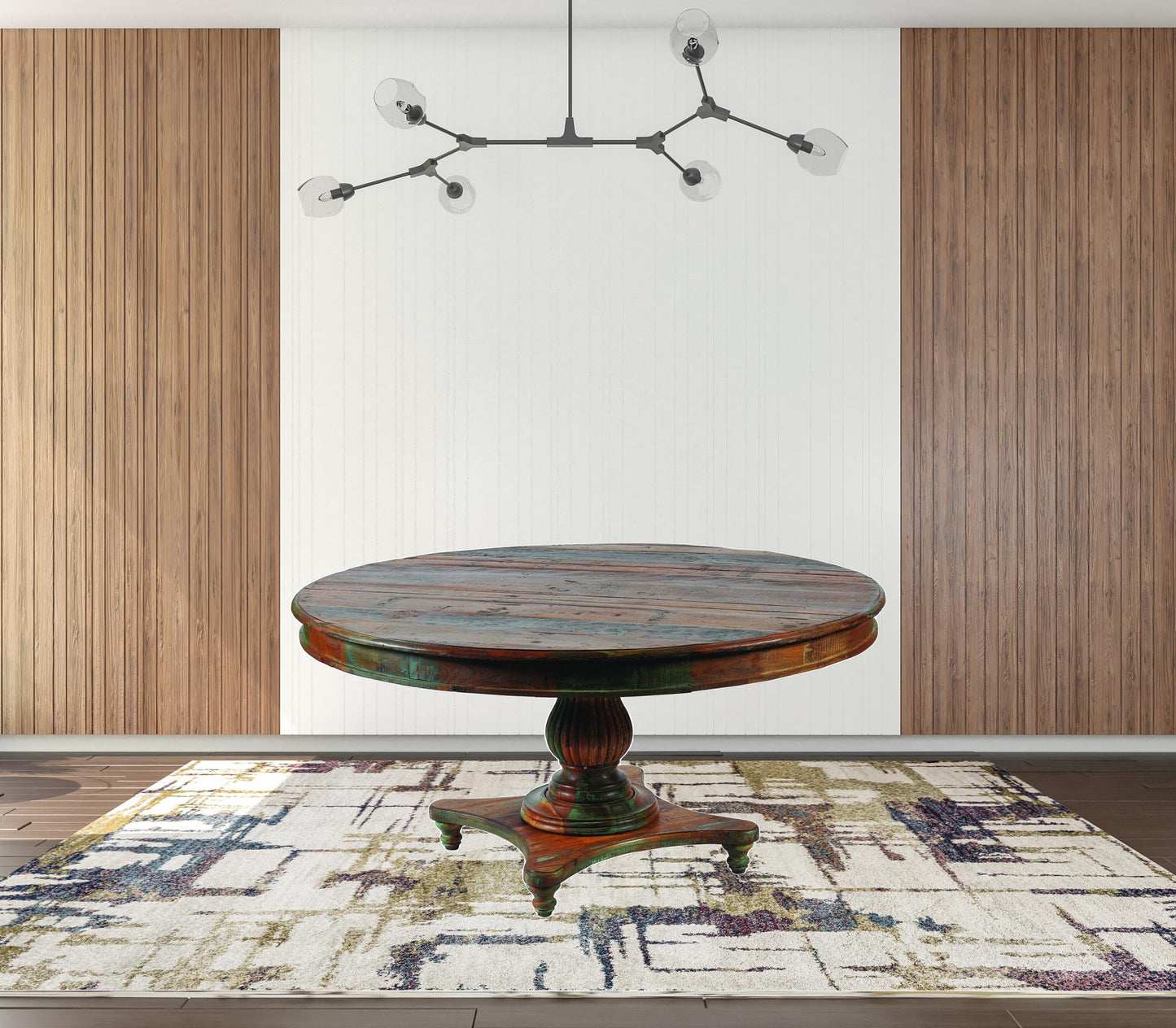 72" Brown Rounded Solid Wood Dining Table
