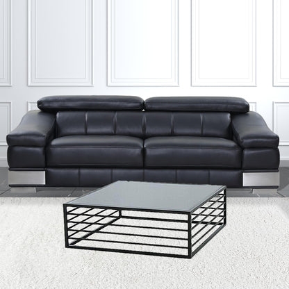 43" Black And Smoked Glass Square Coffee Table