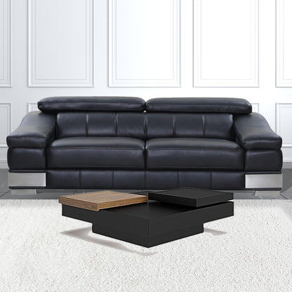 39" Black And Walnut Square Coffee Table With Drawer