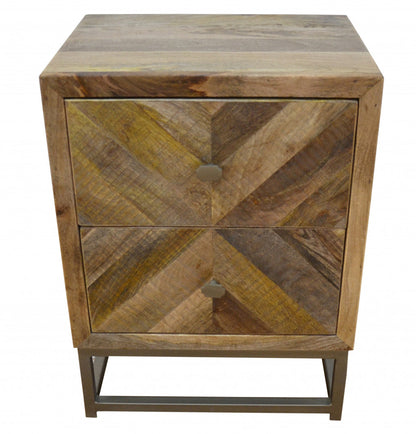 25" Natural Two Drawer Nightstand