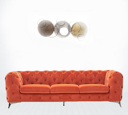 97" Orange Silver Chesterfield Sofa