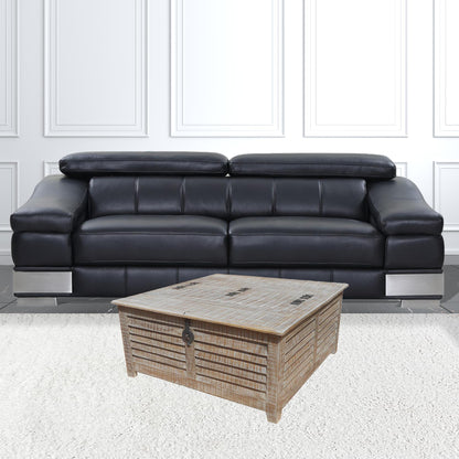 40" Gray Wash Solid Wood Square Distressed Lift Top Coffee Table