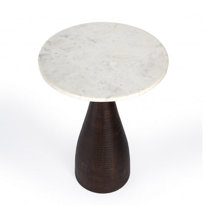 22" Brown Marble Round End Table