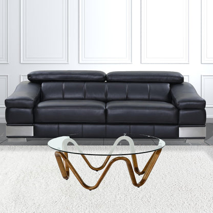45" Walnut And Clear Glass Abstract Wood Round Coffee Table