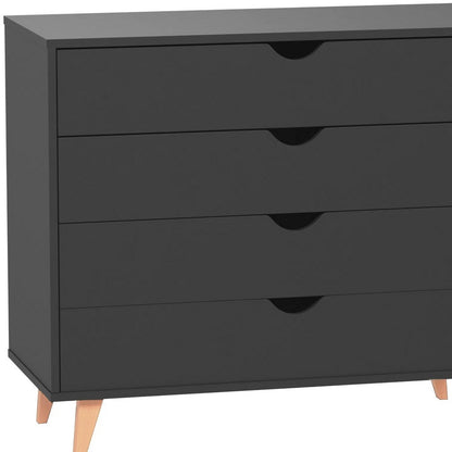 35" Black Solid Wood Four Drawer Dresser