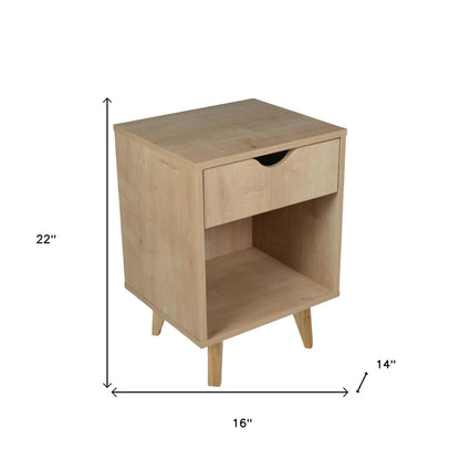 22" Natural One Drawer Nightstand