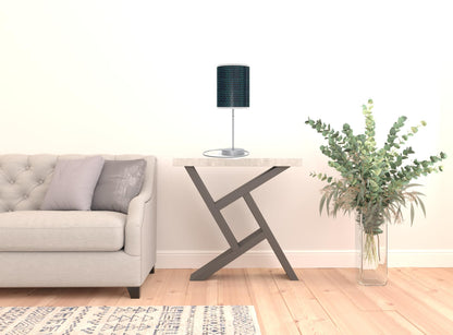 20" Silver Table Lamp With Black And Bright Honeycomb Cylinder Shade