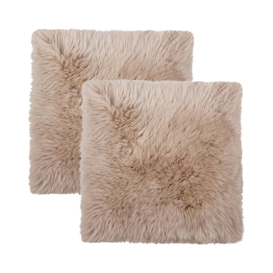 Set Of Two 17" X 17" Taupe Wool Solid Color Chair Pads