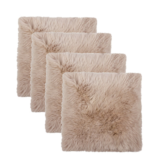 Set Of Four 17" X 17" Taupe Wool Chair Pads