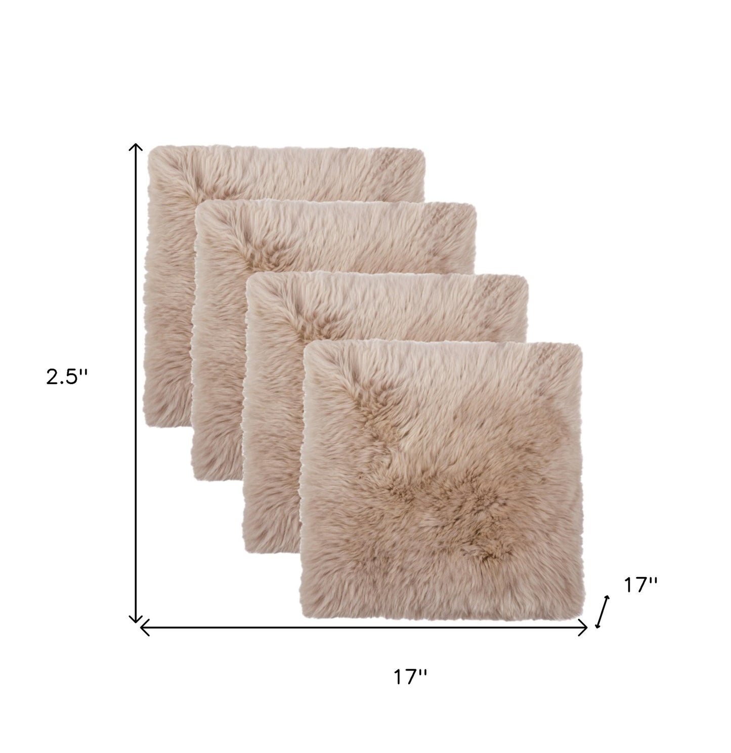 Set Of Four 17" X 17" Taupe Wool Chair Pads