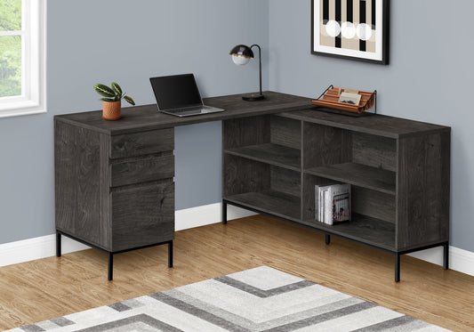 60" Dark Gray And Black Computer Desk