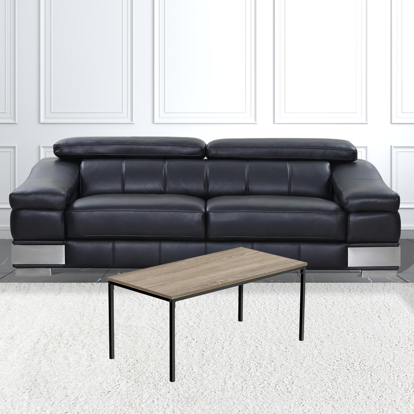 40" Dark Taupe And Black Rectangular Coffee Table