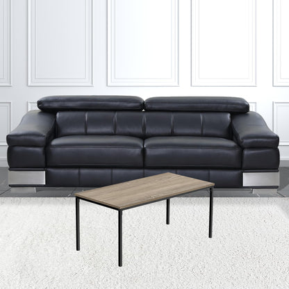 40" Dark Taupe And Black Rectangular Coffee Table