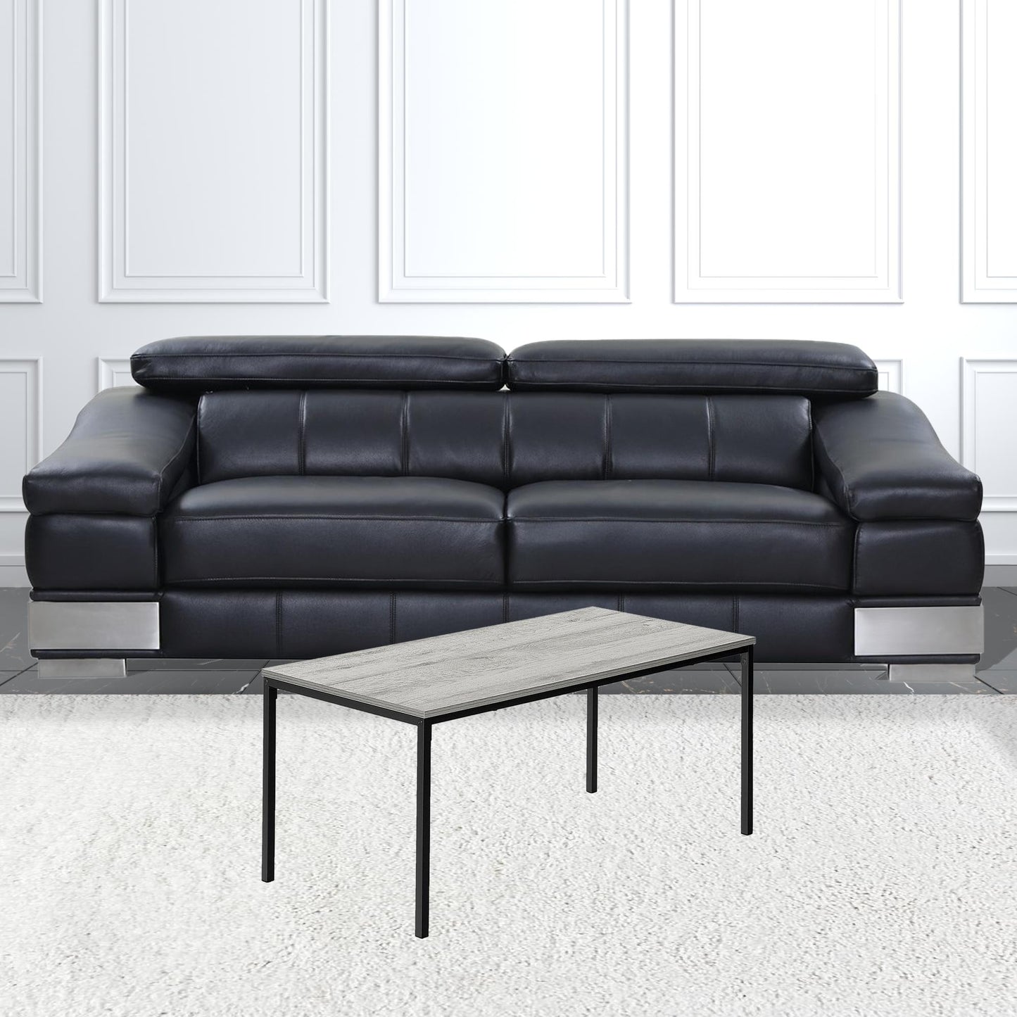 40" Grey And Black Rectangular Coffee Table