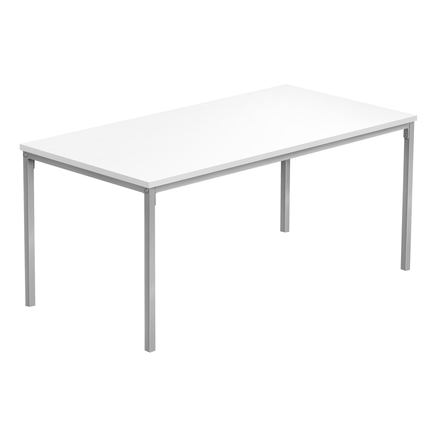 40" White And Silver Rectangular Coffee Table