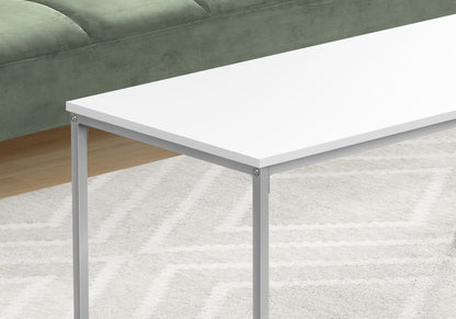 40" White And Silver Rectangular Coffee Table
