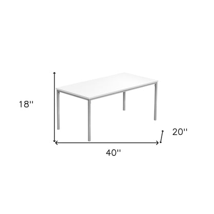 40" White And Silver Rectangular Coffee Table