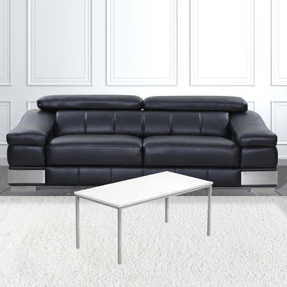 40" White And Silver Rectangular Coffee Table