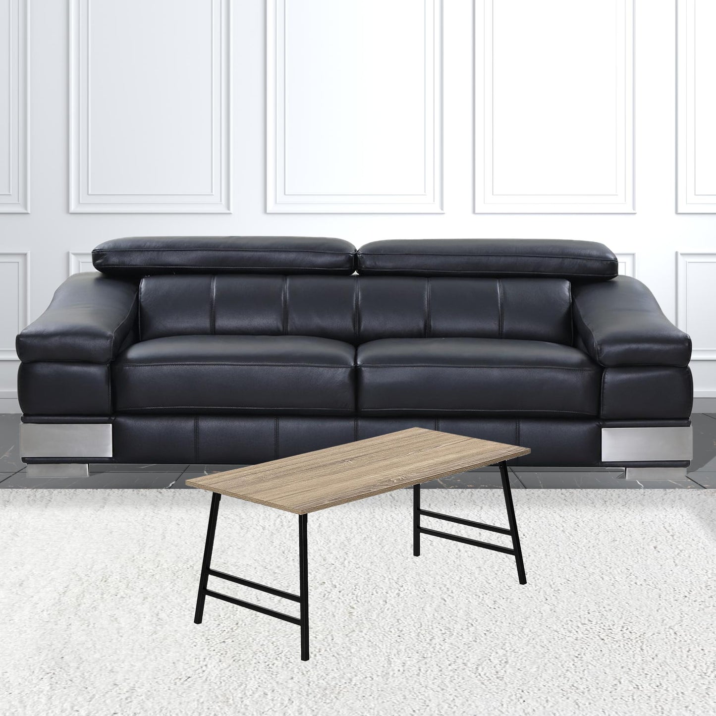 40" Dark Taupe And Black Rectangular Coffee Table