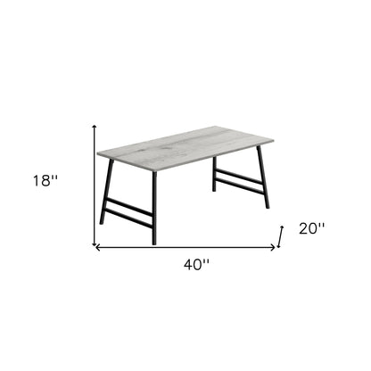 40" Grey And Black Rectangular Coffee Table