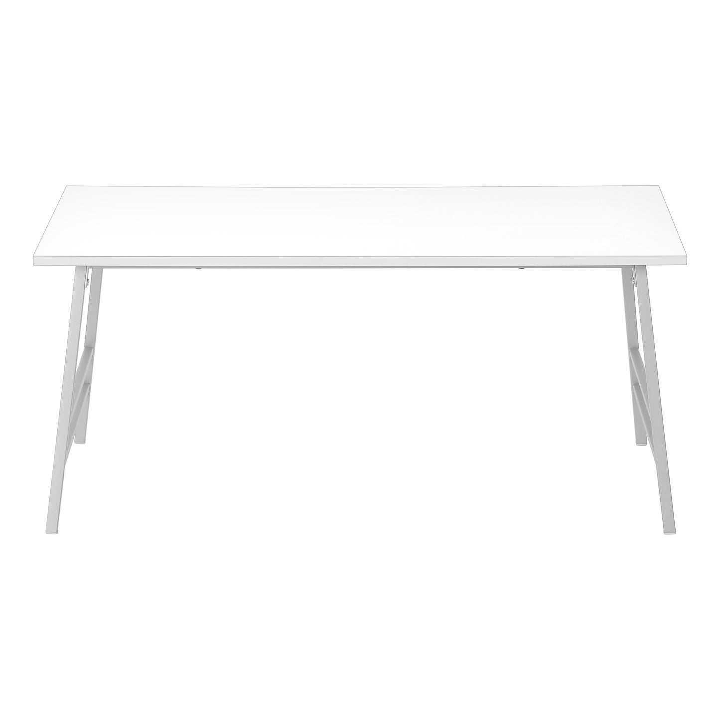 40" White And Silver Rectangular Coffee Table
