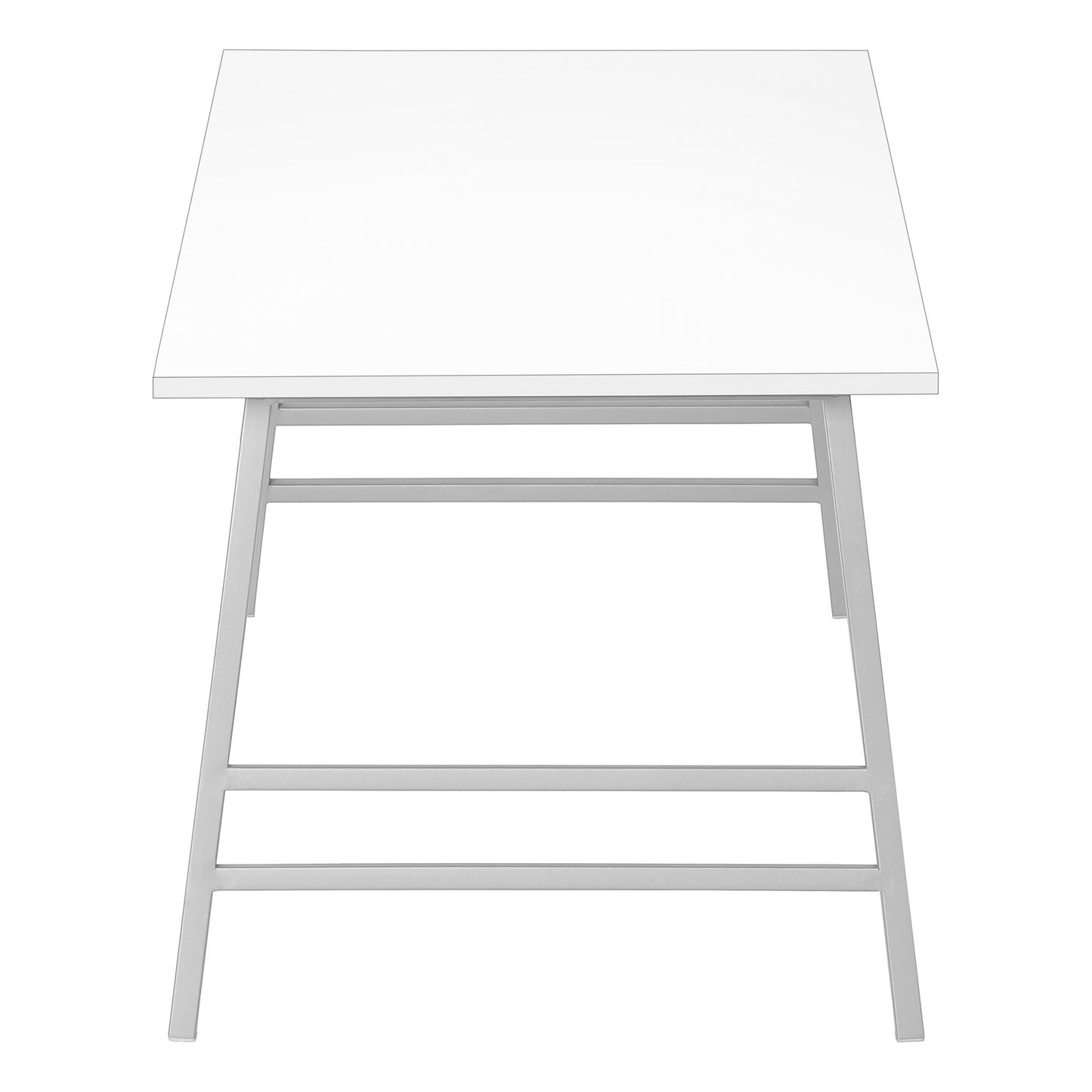 40" White And Silver Rectangular Coffee Table