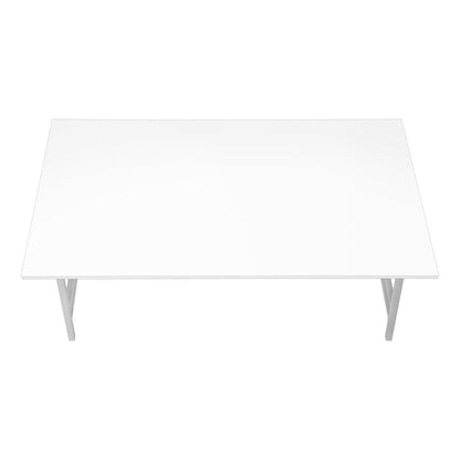40" White And Silver Rectangular Coffee Table