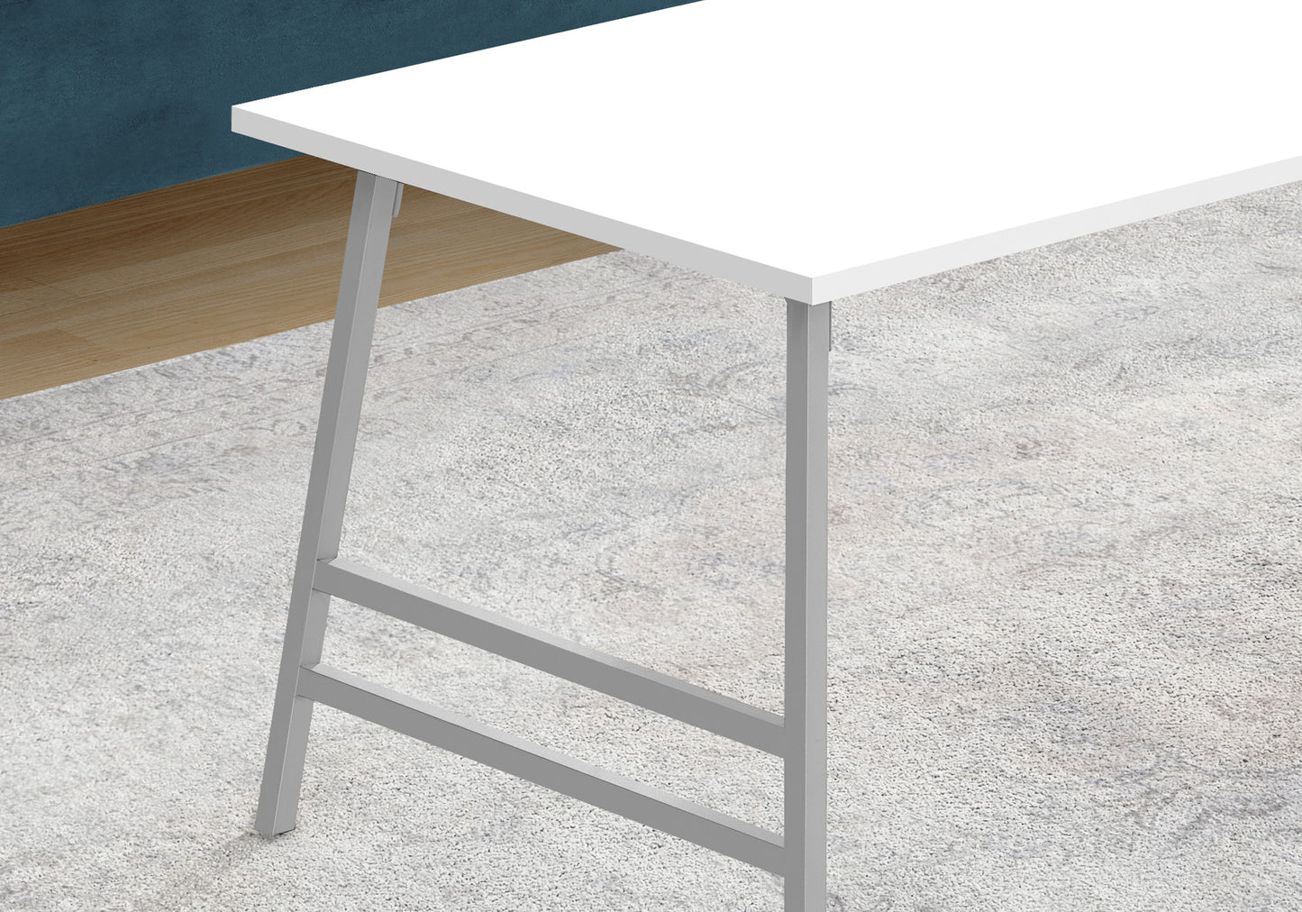 40" White And Silver Rectangular Coffee Table