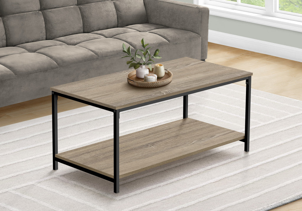 40" Dark Taupe And Black Rectangular Coffee Table