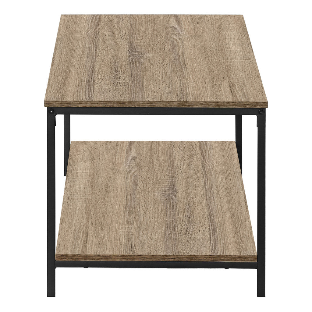 40" Dark Taupe And Black Rectangular Coffee Table