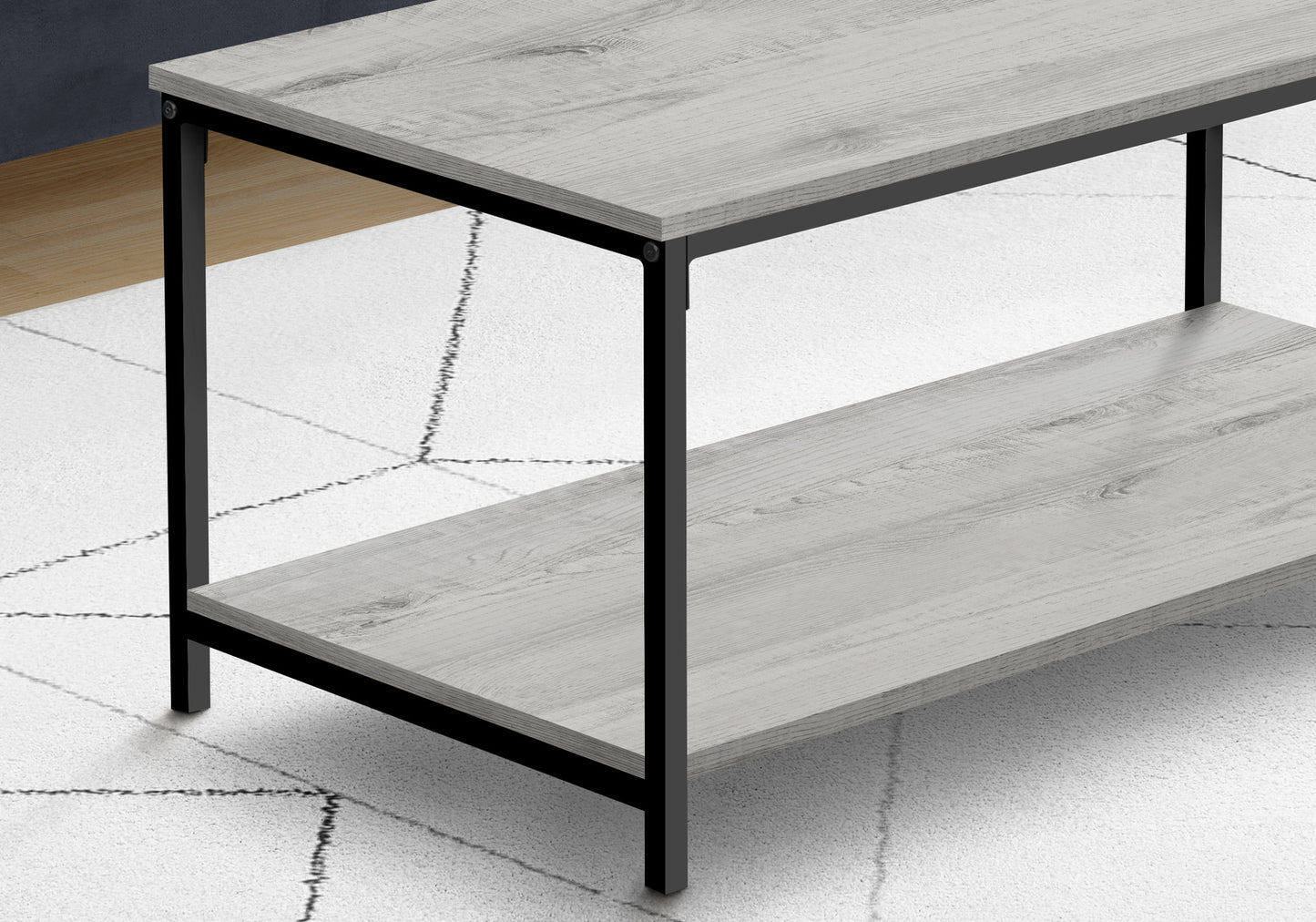 40" Grey And Black Rectangular Coffee Table