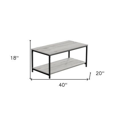 40" Grey And Black Rectangular Coffee Table