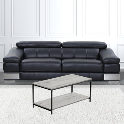 40" Grey And Black Rectangular Coffee Table