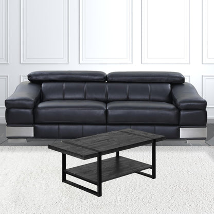 47" Black Rectangular Coffee Table With Shelf