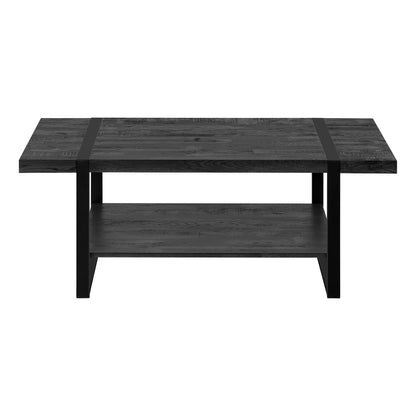 47" Black Rectangular Coffee Table With Shelf