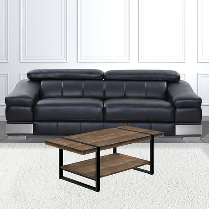 47" Brown And Black Rectangular Coffee Table With Shelf