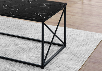 Set Of Three 42" Black Rectangular Coffee Table