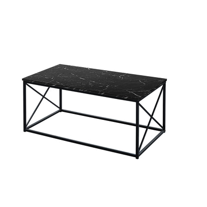 Set Of Three 42" Black Rectangular Coffee Table