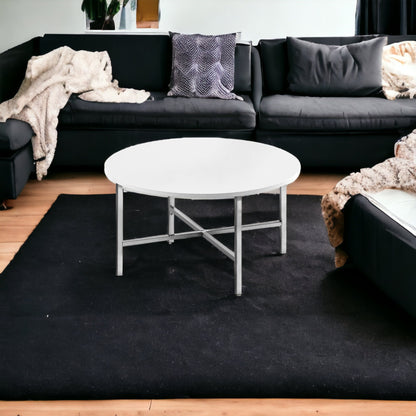 Set Of Three 36" White Round Coffee Table