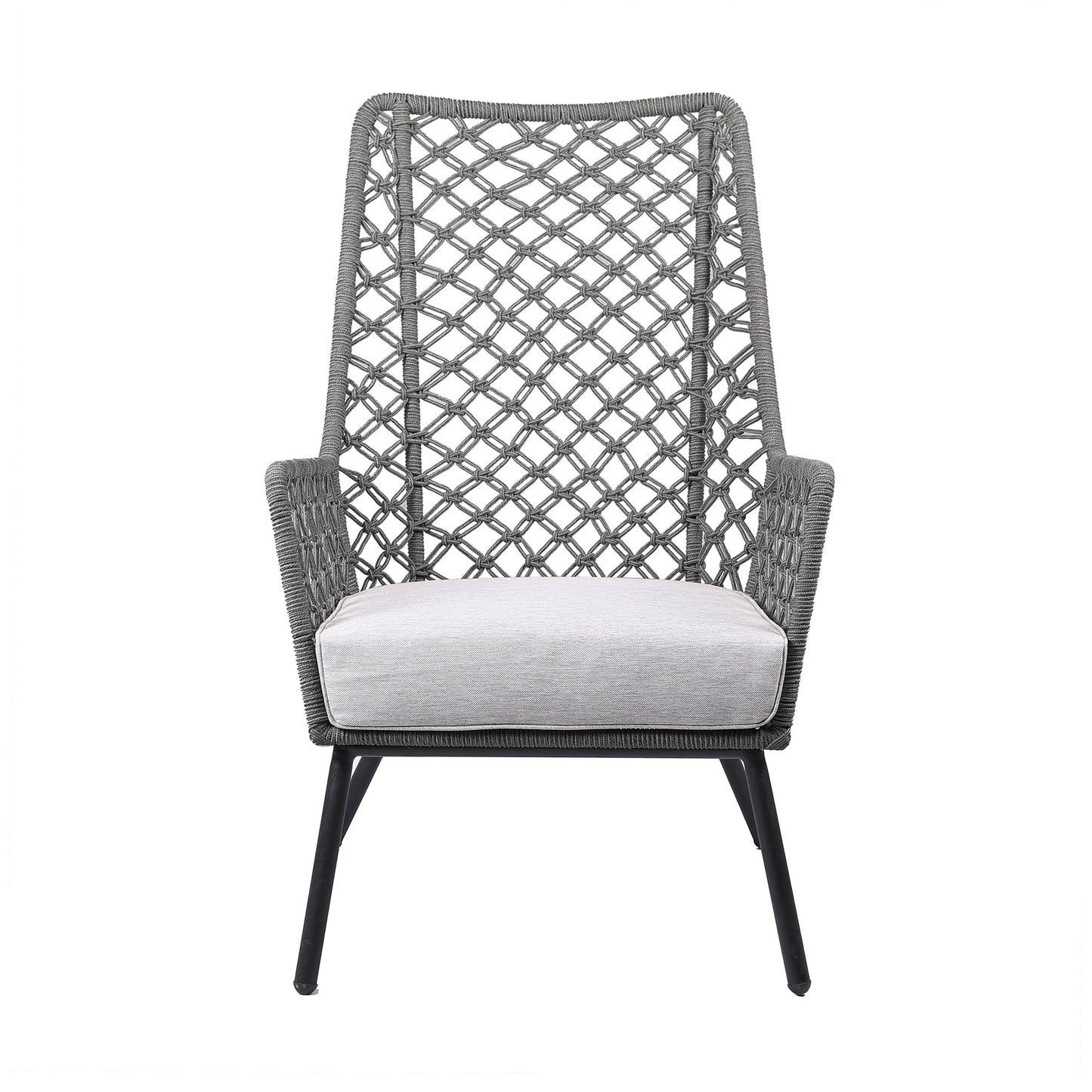 26" Gray and Gray and Black Metal Dining Chair with Gray Cushion