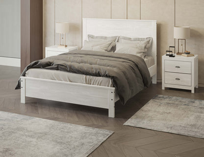 White Solid Wood Full Double Bed Frame