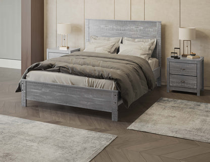 Grey Solid Wood Full Double Bed Frame