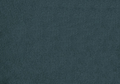 12" Teal Blue Velvet And Natural Round Ottoman