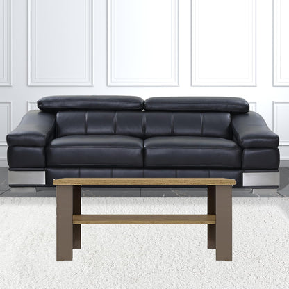 35" Natural Brown Rectangular Coffee Table With Shelf