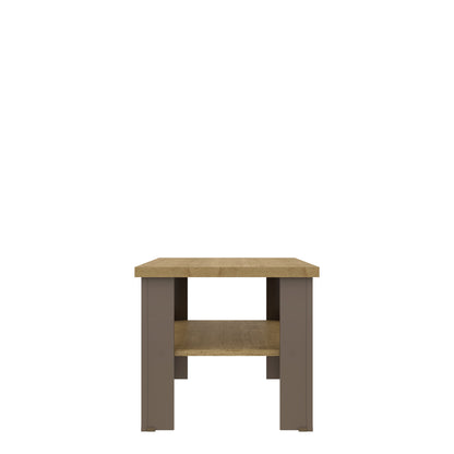 35" Natural Brown Rectangular Coffee Table With Shelf