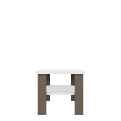 35" White Brown Rectangular Coffee Table With Shelf